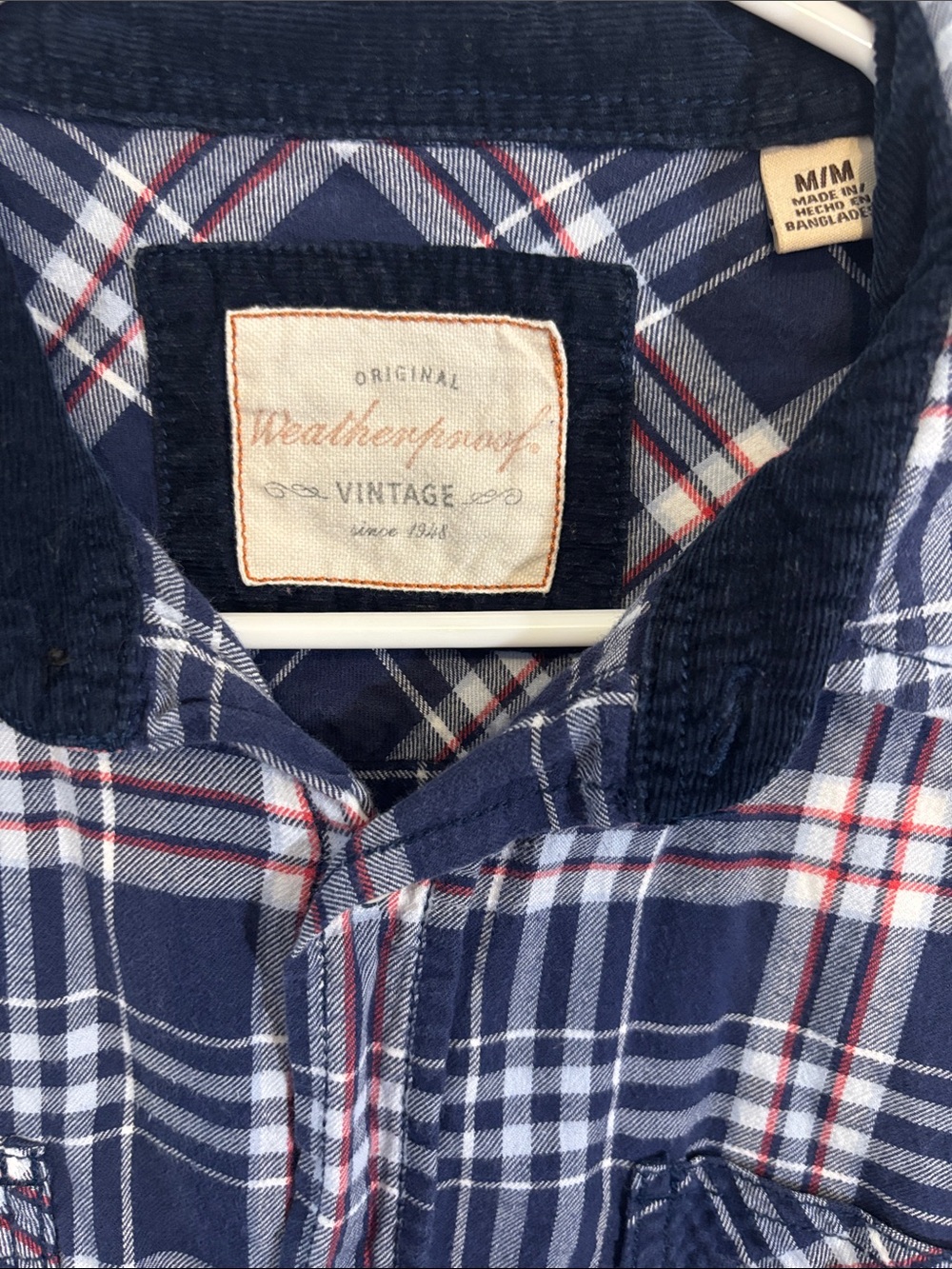 Weatherproof Navy Blue Plaid Button-Down Shirt -650sku - Picture 2 of 6